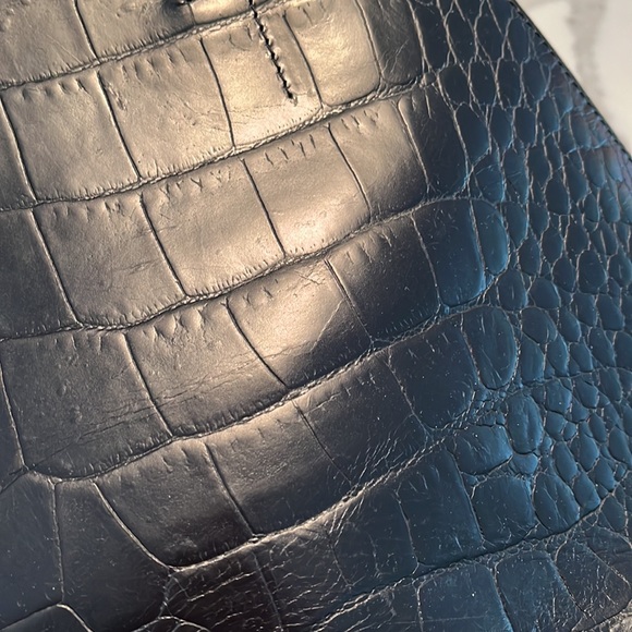 Furla Black Croc-Embossed Leather Handbag with Dust - Picture 10 of 10